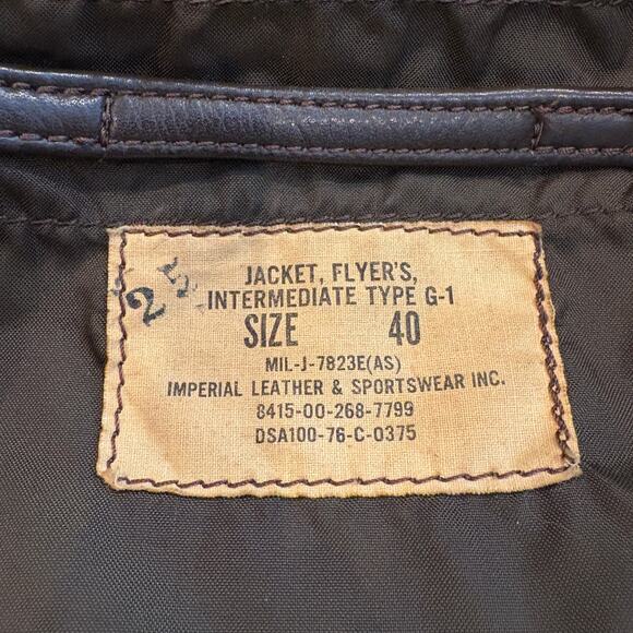 Vtg United States Navy G-1 Flight Jacket Mens 40 Brown Leather Bomber Military - Picture 6 of 13